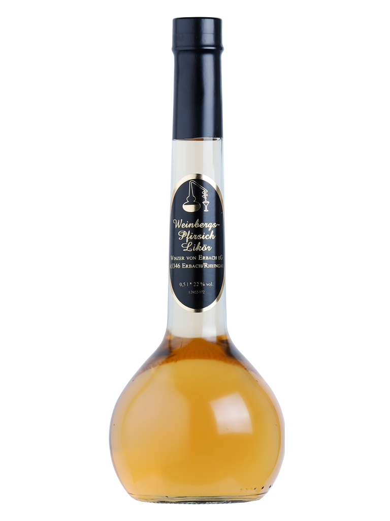 Flasche Roter Weinbergspfirsich Likör in helloranger Farbe