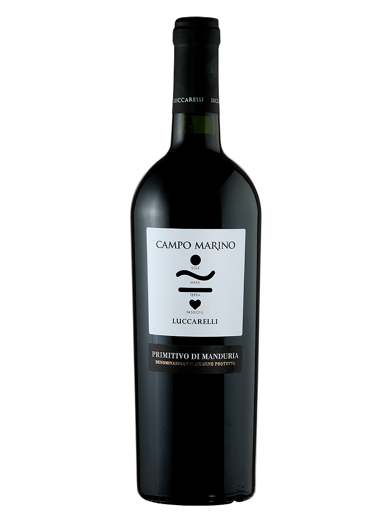 Flasche Luccarelli Campo Marina Primitivo di Manduria Apulischer Rotwein DOC Italien