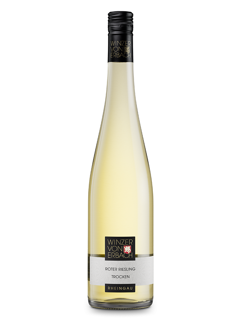 Weißweinflasche Roter Riesling trocken Qualitätswein aus Erbach im Rheingau