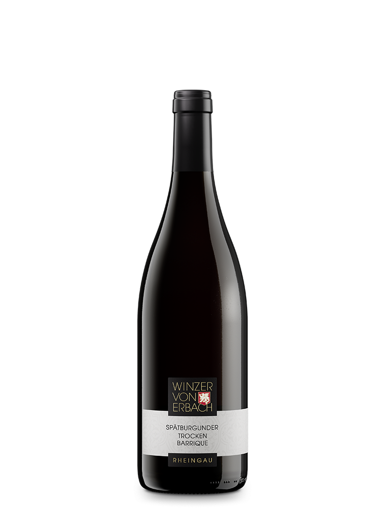 Flasche Spätburgunder Rotwein Barrique trocken aus Erbach im Rheingau