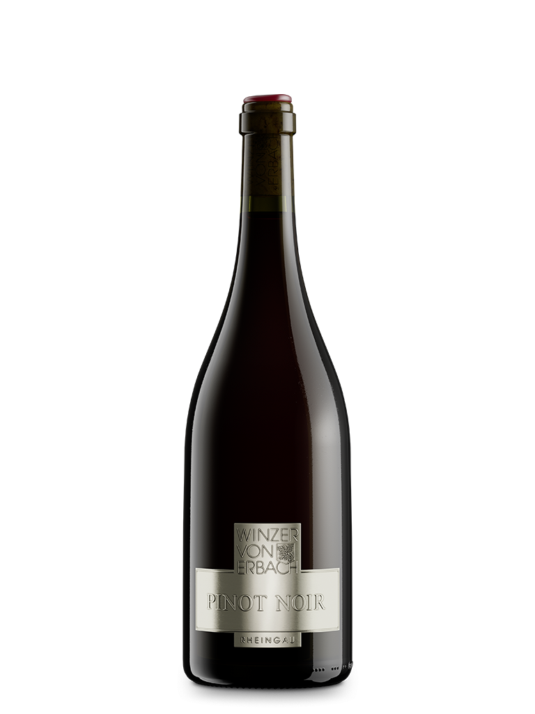 Flasche Pinot Noir Rotwein Barrique Auslese trocken aus Erbach im Rheingau