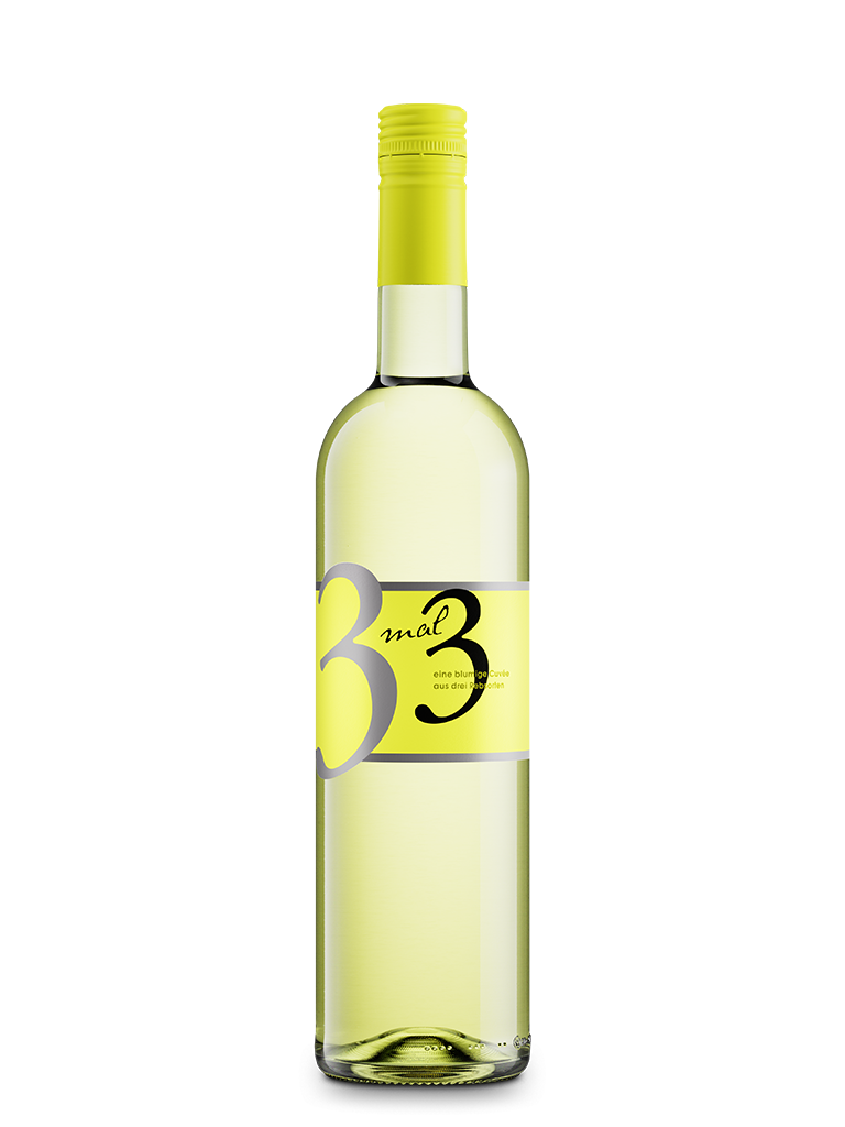 Weißweinflasche 3 mal 3 Cuvée Weiß feinherb Qualitätswein aus Erbach im Rheingau