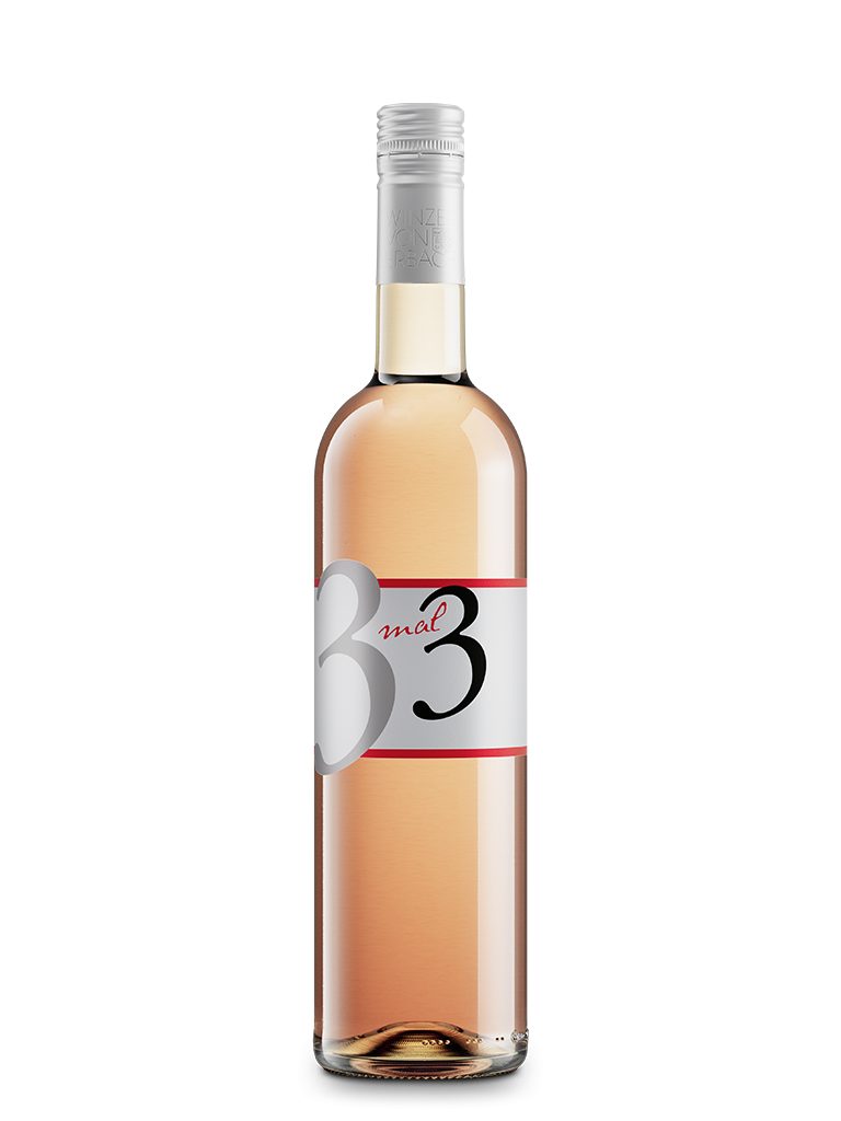 Roséweinflasche 3 mal 3 Cuvée Rosé feinherb Qualitätswein aus dem Rheingau