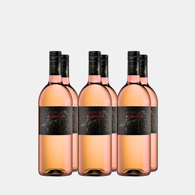 Probierpaket mit 6 Literflaschen Winzerglühwein rosé aus Erbach im Rheingau
